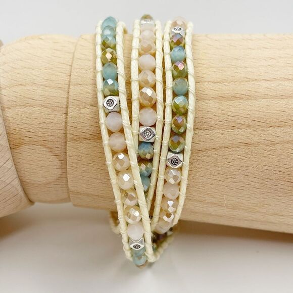 NEW Hand Braided Stone Wrap Bracelet - Picture 1 of 3